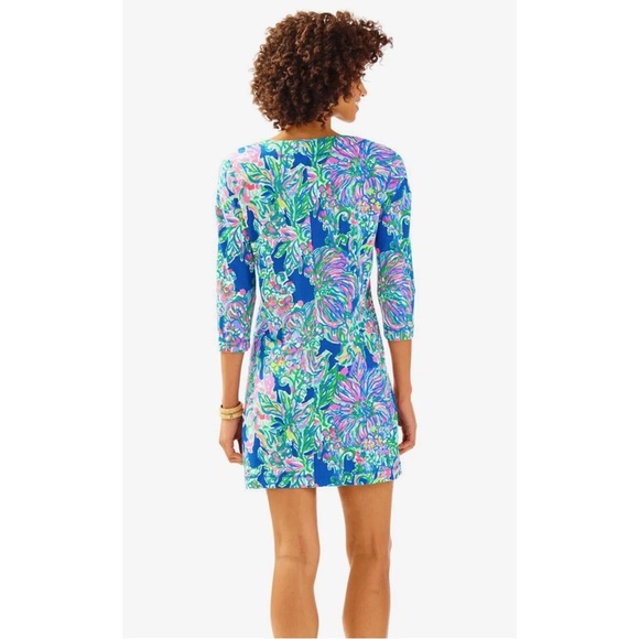 Lilly Pulitzer Joyce Indigo Exotic Escapade French Terry UPF 50 Knit Shift Dress - Picture 4 of 9